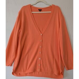 Talbots Plus Cardigan Sweater Mellon Button Front Long‎ Sleeve Career Size 2X